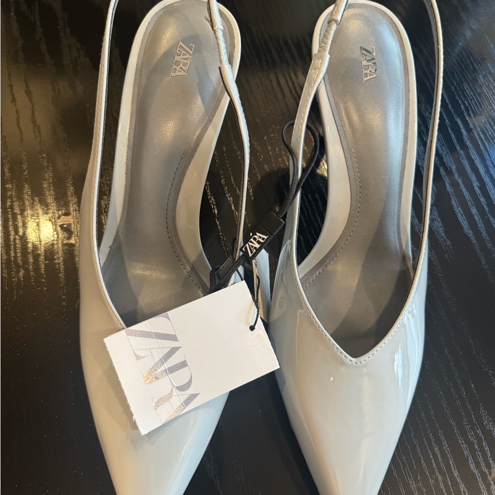 Zara Women's Gray/blue Slingback Heels